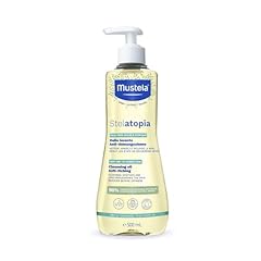 Mustela Stelatopia Olio Bagno per Pelle con Estrema Secchezza o Dermatite Atopica, Corpo e Capelli, Neonati, Bambini, Tutta la Famiglia - Detersione Quotidiana, Reintegra i Lipidi della Pelle (500ml)