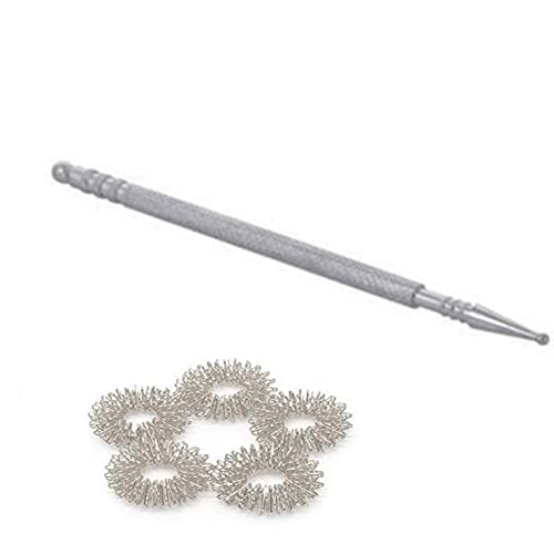 Image of Health & Personal Care Steel Acupressure Massager Tools Combo Kit with 1 Silver Jimmy and 5 Massage Rings (Silver)