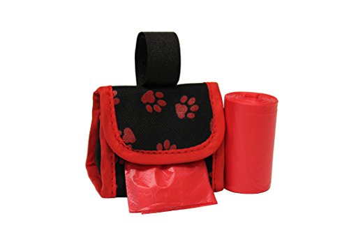 Image of FiveStarPet Purse Style Dispenser with 2 Rolls Made in USA Easy Open Poop Bags Dog Waste Bags (Red Paw)