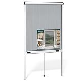 VOUNOT® Insektenschutzrollo Fenster mit Aluminiumrahmen, Fliegengitter Rollo mit Fiberglas Netz, zuschneidbar in Höhe und Breite, einfache Montage, L100 x H160 cm Weiß