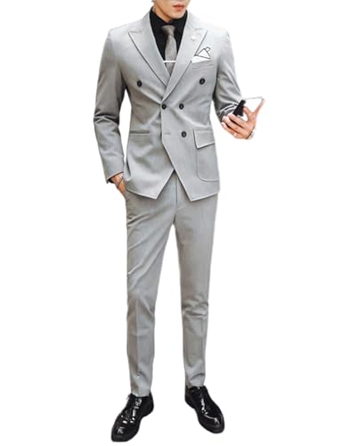Veste et pantalon de costume croisé ajusté pour rester élégant sans effort