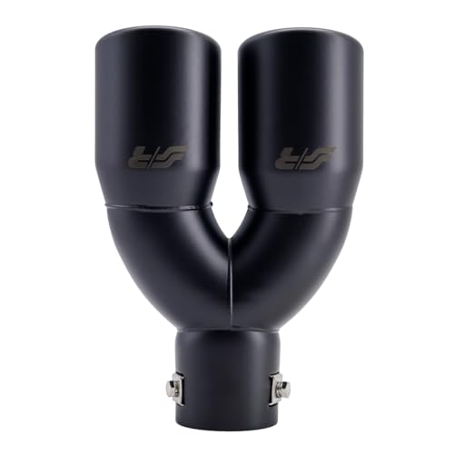 Simoni Racing Auspuffblende Doppel Rund/Schräg Edelstahl Schwarz - Ø76xL230mm - Anschluß ->58mm