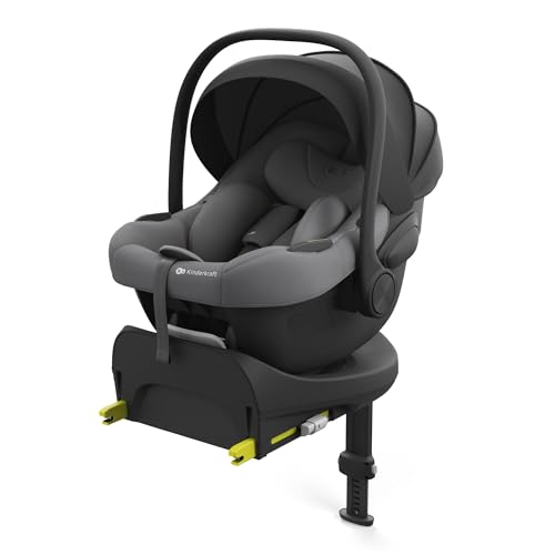 Kinderkraft I-LITE Silla infantil, con base ENDURA SAFE FX, i-Size, 40-87 cm, Giratoria, ISOFIX, ERGO PAD, Sistema Modular, 3,2 kg de peso, Arnés de 5 Puntos, 0-12 Años, Gris