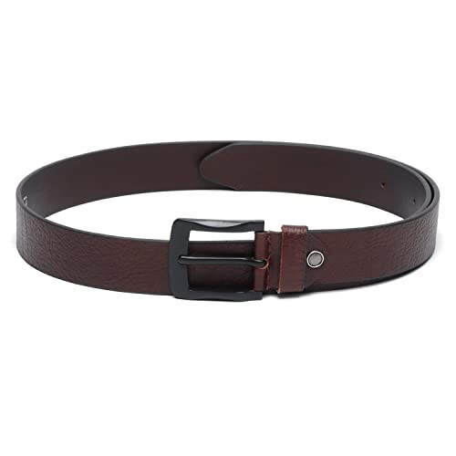Image of MUTAQINOTI Men's Brown Genuine Leather Belt 1.5 inch (40mm) Handcrafted Casual Style Waist Strap with Matt Finish Buckle Belt for Men Gents Boys (CAOSSH GE)