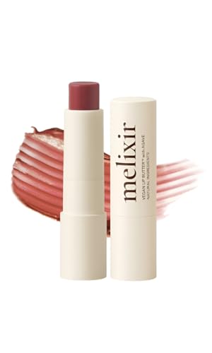 Melixir Burro per labbra vegano n. 02 Crumble nudo (colorato) (+11 altri colori) 0,13 once, senza api, senza petrolato, burro di karité vegano a base vegetale nutriente profondo