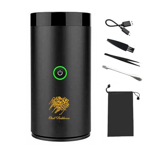 Small dark USB Mabkhara incense burner, compact enough for a cup holder — proof of its 2.2-inch footprint