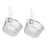 LOORGVEL 2 Stück Frittierkörbe mit Langem Griff Edelstahl Hitzebeständig Tief zum Frittieren von Pommes Hähnchen und Snacks Schnelles Ölablassen Robustes Drahtgeflecht für Küche und