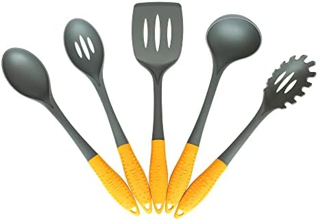 Deiss PRO Nylon Kitchen Utensils Set - Non-Stick Kitchen Spatula Set - Soup Ladle, Slotted Turner, Spaghetti Spoon Server, Serving Spoon, Slotted Serving Spoon - Cooking Utensils Set For Cookware