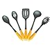 Deiss PRO Set di 5 Utensili da Cucina in nylon - Mestolo per zuppa,Mestolo a fessura,Cucchiaio per Spaghetti,Cucchiaio da servizio,Cucchiaio da servizio a fessura - Sicuro per pentole antiaderenti