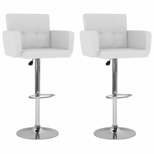 Tabouret de bar pivotant à 360 degrés blanc en simili avec repose-pieds confortable lot de 2