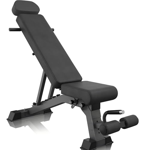 YouTen 1000 LB Adjustable Weight Bench | 9-4-4 Almost 90° Incline Decline Workout Bench for Home Gym | Foldable Training Lifting Bench | Unique Dragon Flag Handle for Abdominal Arm Exercise