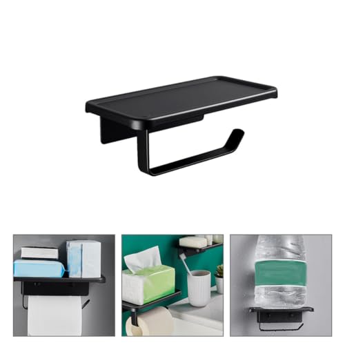 Soporte de papel higiénico negro en aleación de aluminio para baño 7