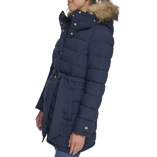 Tommy Hilfiger Women's Cold Weather Fur Trimmed Long Puffer Coat3