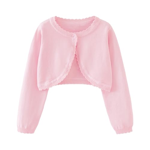 La Mejor Lista de Cárdigans para Niña los más solicitados. 47 Miccina - Cárdigan bolero para niñas, manga larga, con botones, de punto, para niños pequeños, rosado (2-Pink), 4-5T
