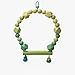 Hanging Bird Cage Swing Toy Natural Wood Parrot Perch with Stand Small Toys Cockatiel Accessory for Finch Budgie Conure (Green)