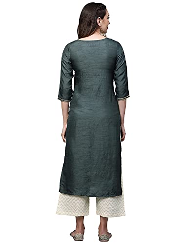 Image of INDO ERA Women's Polyester Solid Straight Kurta