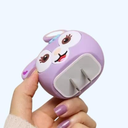 Image of PHONE PALACE 4 in 1 Compatible with Apple iPhone Charger Case Cover | Silicon Charger Case Cover for Apple 18-20W 360 Degree Protection Case with Wire Saver (Rabbit)