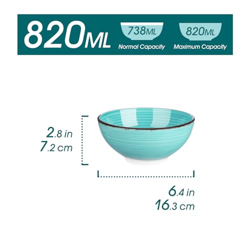 vancasso Bonita Cereal Bowls Set of 6, 27 oz/820 ml Ceramic Soup Bowls, Serving Bowls for Salad, Noodle, Porridge, Rice, Dishwasher & Microwave Safe, Cool Color - Image 3