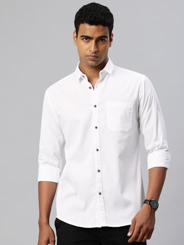 Image of Majestic Man Comfort Slim Fit Solid Pure Cotton Self Design Casual Shirt