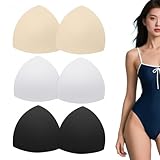 3 Pares Almohadillas para Sujetador Push Up, Inserciones de Copas Triangulares para Sujetador y Bikini, Rellenos Extraíbles de Espuma en 3 Colores Negro Blanco Beige para Ropa Interior y Bañadores