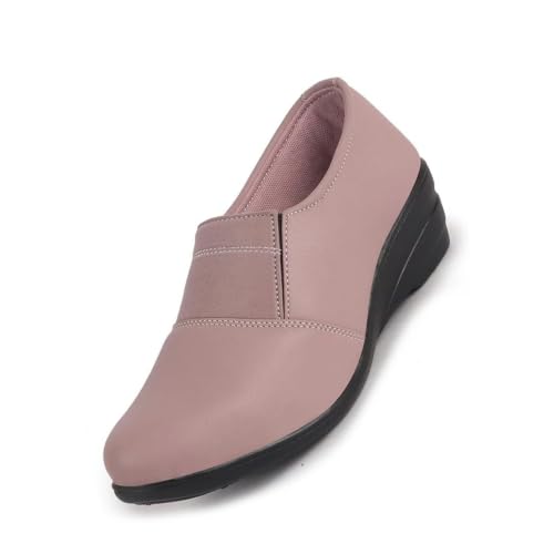 Image of FAUSTO Women Classic Formal Slip On Shoes | Platform Heel Shoe for Office Meeting Events | Easy Pull On Shoes with All Day Comfort