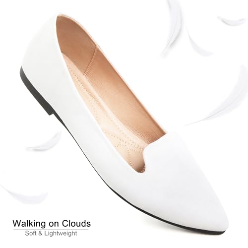 Image of Dear Time Women's Pointed Toe Ballet Flats Simple Casual Office Work Flats Slip-on Comfortable Shoes
