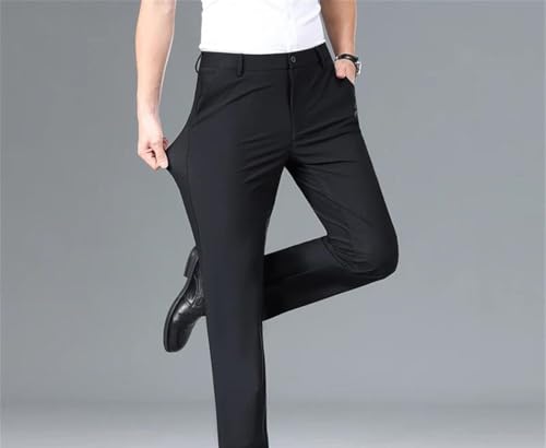 Men Straight Dress Pants High Waisted Wrinkle Free Business Trousers Casual Office Daily Wear2
