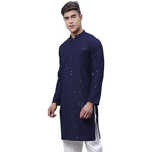 Image of SOJANYA (Since 1958 Men's Pure Cotton Sequined Embroidred Kurta - Perfect for Festivals & Functions