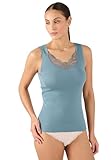 Damart Achsel-Shirt mit Guipure-Spitze, Thermolactyl-Feinripp, graublau, S