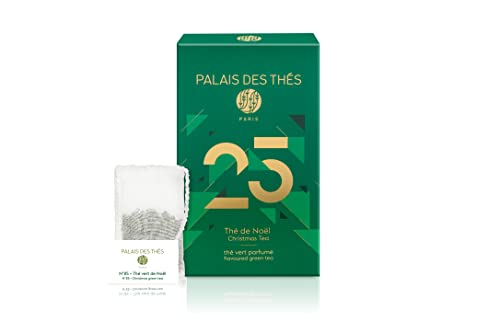 Palais des ThÃ©s - NÂ°25 Premium Green Tea Special Holiday Blend with Citrus, Rose, Almond, and Spices - 20 Count Biodegradable Tea Bags Box