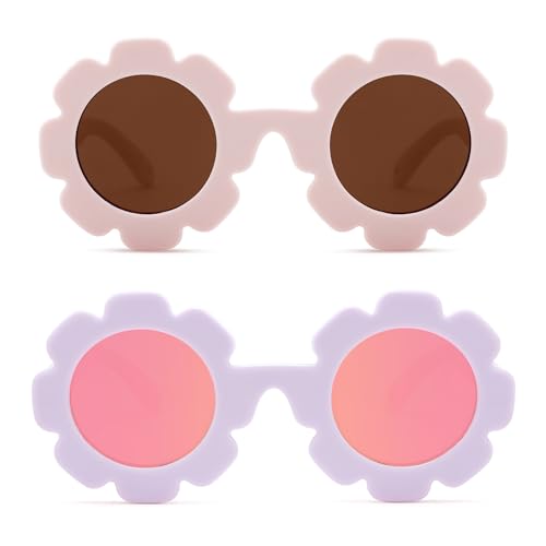 Image of Hycredi Flexible Bendable Flower Baby Polarized Sunglasses with Strap for Newborn Infant Girls Age 0-24 Months