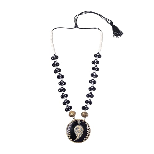 Image of AAKRITI ART CREATIONS Handcrafted Tribal & Brass Necklace Collection | Floral, Leaf & Elephant-Inspired Artisan Jewelry | Dhokra, Glass & Ethnic Statement Necklaces for Women