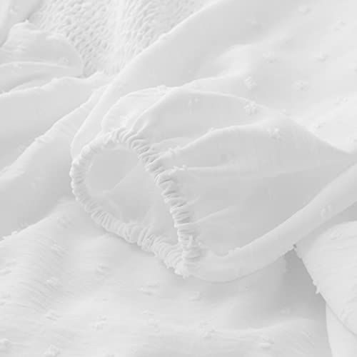 Aopwsrlyi Women's Off Shoulder Ruffle Dress Puff Long Sleeve White Romper Dress Flowy Layered A-Line Puffy Mini Dress3