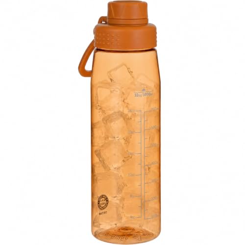 Image of 32oz Clear Water Bottle - BPA-Free Tritan Plastic, Fast Flow Spout Lid, Wide Mouth & Leakproof Design Hiking Water Bottle Suitable for Travel, Outdoors, Gym, Travel, Home, School(Orange)