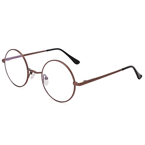 Pro Acme Non Prescription Clear Lens Glasses Retro Small Round Metal Frame