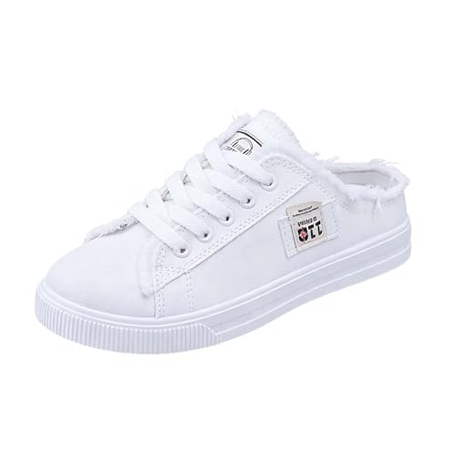Baskets blanches faciles à enfiler et mocassins de marche légers pour femme
