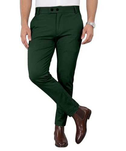Image of Mehrang Men's Stretchable Stretchable Formal Pant Trousers | Stylish Slim Fit Men's Wear Trousers for Office or Party | Polycotton Knitted Fabric