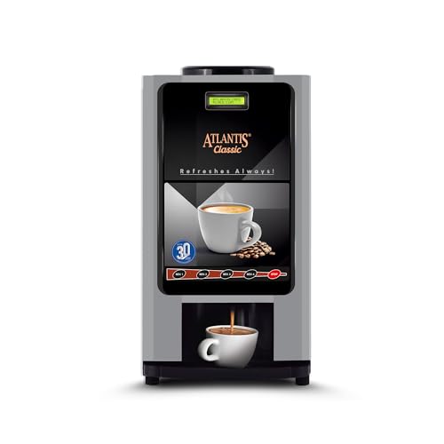 ATLANTIS Classic 4 Lane Tea/Coffee Vending Machine - 3 Liters Hot Tank | Premix Based Instant Hot Beverage Dispenser for Offices, Shops and Institutions |