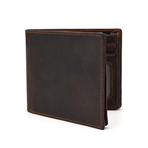 LUUFAN Men's Leather Short Bifold Wallet Engraved Wallet For Men, for Son, Grandson, Husband, Dad (Brown 1)