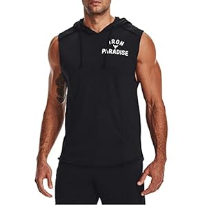 Under Armour Men’s Project Rock Terry Sleeveless Hoodie (Large, Black 001)