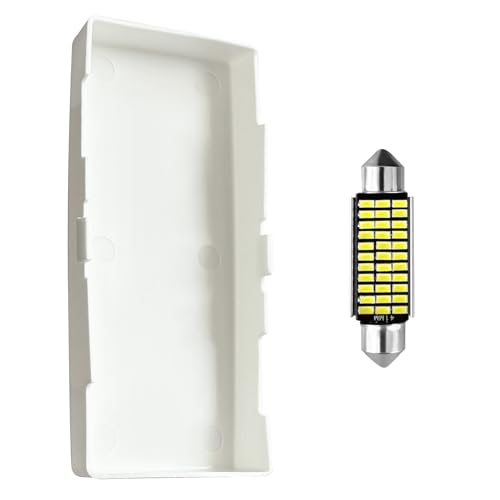 Lunwag Interior Dome Light Lens Cover/LED with LED White Blubs Compatible With GMC Chevy S10 Sonoma 1991-2003# OEM Replacement for 336201