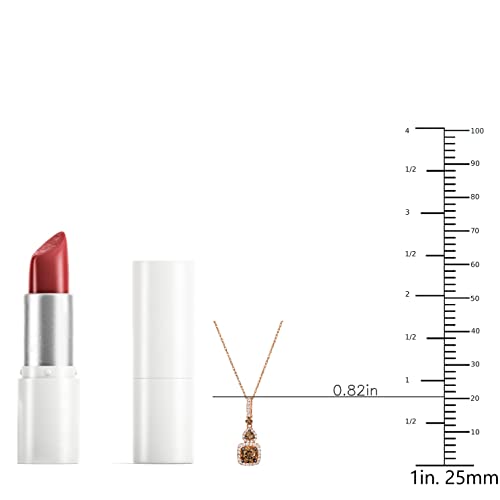 3/4 Carat Diamond Square Pendant Necklace For Women In 14K Rose Gold (Brown/H-I, Si2-Si3, Cttw) On 18 Inch Chain With Lobster Claw Clasp By Levian #TOP3