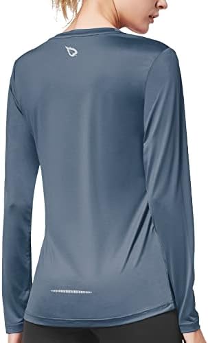 BALEAF Women's Long Sleeve Workout Shirts Sun Protection Activewear Running Tops Grey Size L