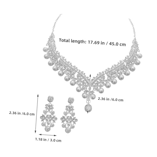 Collier en strass perles parure bijoux de mariage boucles d'oreilles femme robe mariée - 6