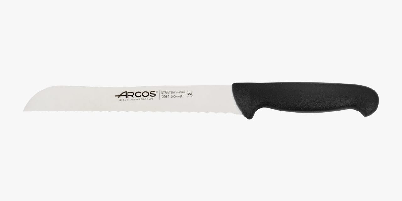 Arcos Seria 291425 2900 nóż do chleba nitram 200 mm (7,87 cala) - uchwyt polipropylenowy czarny kolor, stal nierdzewna 18/8