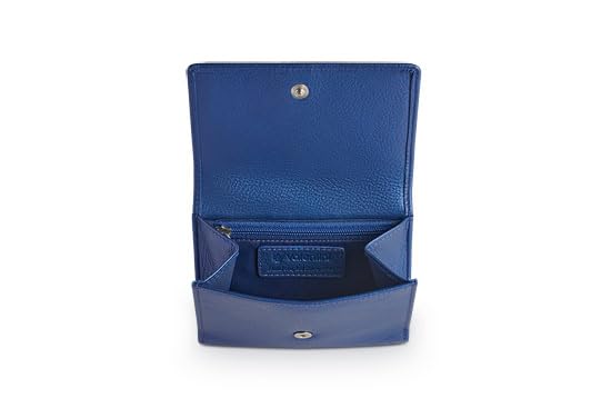 Valentini Portfel Damski - Portmonetka - Skóra Naturalna - Ochrona RFID - 12 Przegródek na Karty i Dokumenty - 11,5 x 10 cm Niebieski Metallic
