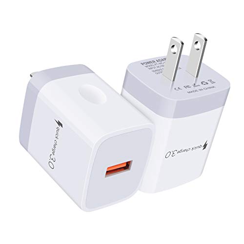 2Pack Quick Charge 3.0 Fast Charging Block Adaptive AC Adapter Wall Charger Plug for iPhone, Samsung Galaxy S21 Ultra S20 FE 5G S20+ Note 20 S10 Lite S10 5G S10e S9 S8 S7 A01 A10E A20 A21 A50 A51 A71