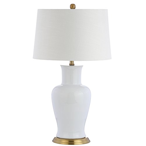 JONATHAN Y JYL4026A Julian 29" Ceramic LED Table Lamp Traditional,Transitional for Bedroom, Living Room, Office, College Dorm, Coffee Table, Bookcase, White/Gold