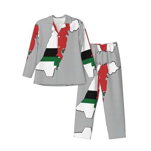 Pyjama manches longues homme motif carte drapeau Palestine vêtement nuit
