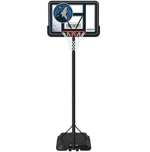 Image of Lifetime NBA Minnesota Timberwolves Portable Basketball Hoop, Adjustable Height 7.5-10 Ft, 44 Inch Shatterproof Fusion Backboard, Base with Wheels